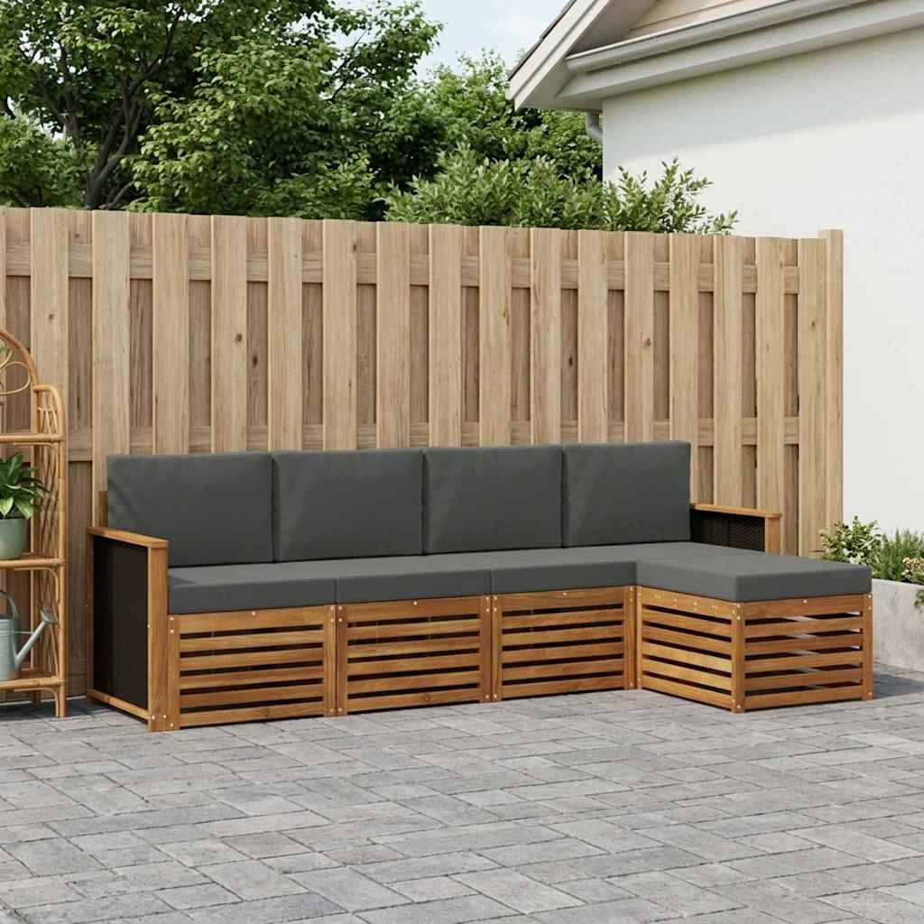 3384223_1.jpg vidaXL Záhradná súprava gaučov s vankúšom 5 pcs Prírodná a antracitová – Obrázok 1