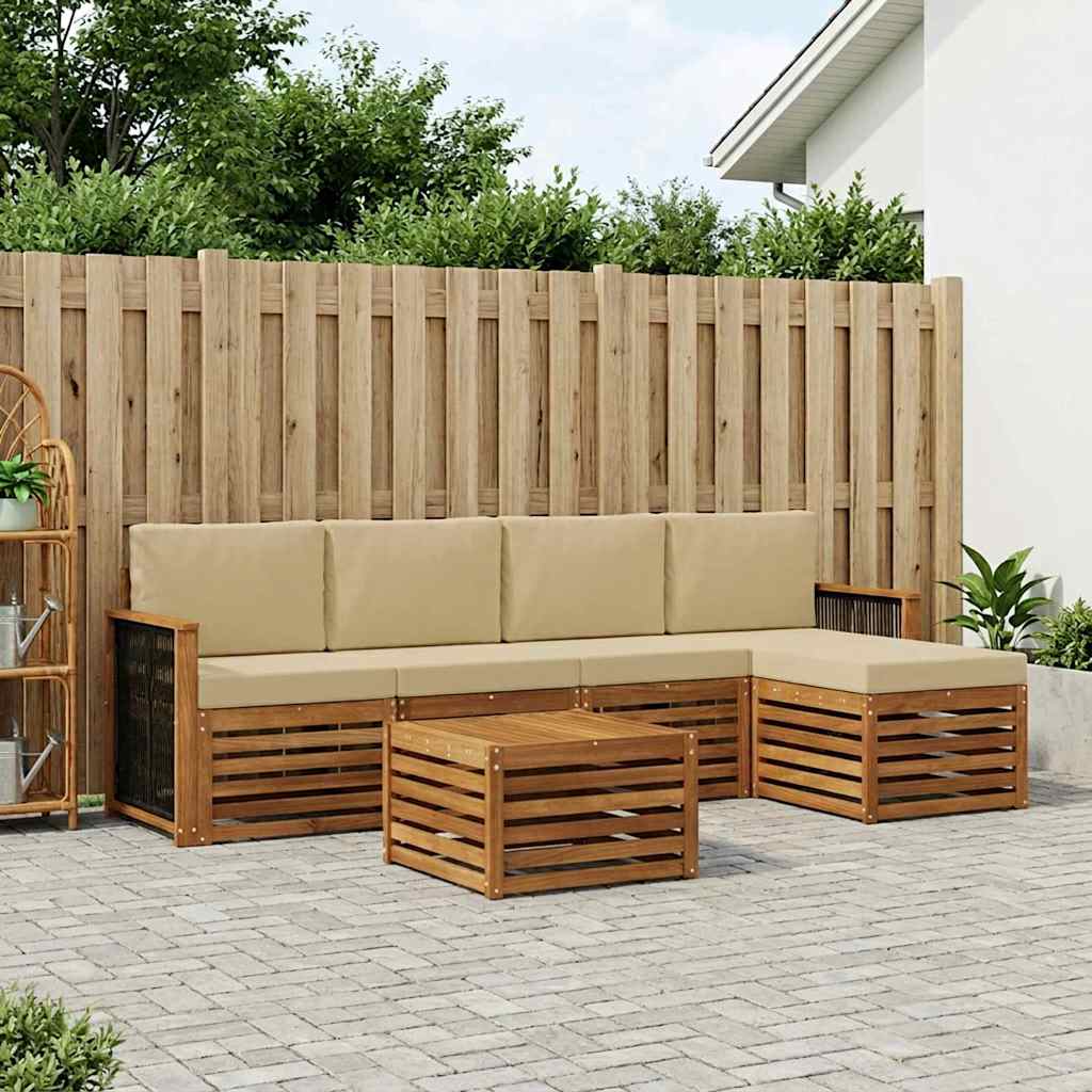 3384264_1.jpg vidaXL Záhradná súprava gaučov s vankúšom 6 pcs Prírodná a béžová – Obrázok 1