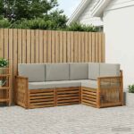 vidaXL Súpravy pohoviek s vankúšom 4 pcs Pevné akáciové drevo