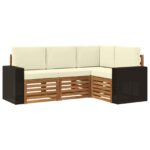 vidaXL Súpravy pohoviek s vankúšom 4 pcs Pevné akáciové drevo – Obrázok 2