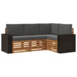 vidaXL Súpravy pohoviek s vankúšom 4 pcs Pevné akáciové drevo – Obrázok 2