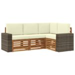 vidaXL Súpravy pohoviek s vankúšom 4 pcs Pevné akáciové drevo – Obrázok 2
