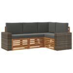 vidaXL Súpravy pohoviek s vankúšom 4 pcs Pevné akáciové drevo – Obrázok 2