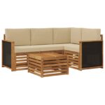 vidaXL Záhradná súprava gaučov 5 pcs Prírodná a béžová 59 x 59 x 37 cm