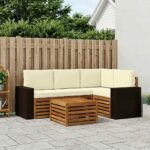 vidaXL Záhradná súprava gaučov 5 pcs Prírodná a krémová