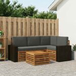 vidaXL Záhradná súprava gaučov 5 pcs Prírodná a antracitová