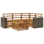 vidaXL Záhradná súprava gaučov 5 pcs Prírodná 59 x 59 x 37 cm