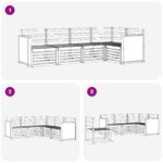 vidaXL Sada rohových gaučov 4 pcs Prírodná Pevné akáciové drevo – Obrázok 6