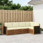 vidaXL Sada rohových gaučov s vankúšom 4 pcs Prírodná a krémová