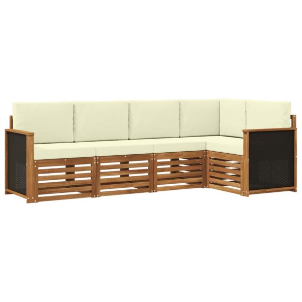 vidaXL Sada rohových gaučov s vankúšom 4 pcs Prírodná a krémová – Obrázok 2