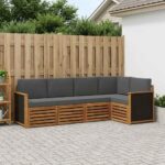 vidaXL Sada rohových gaučov s vankúšom 4 pcs Prírodná a antracitová