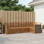 vidaXL Sada rohových gaučov 4 pcs Prírodná Pevné akáciové drevo