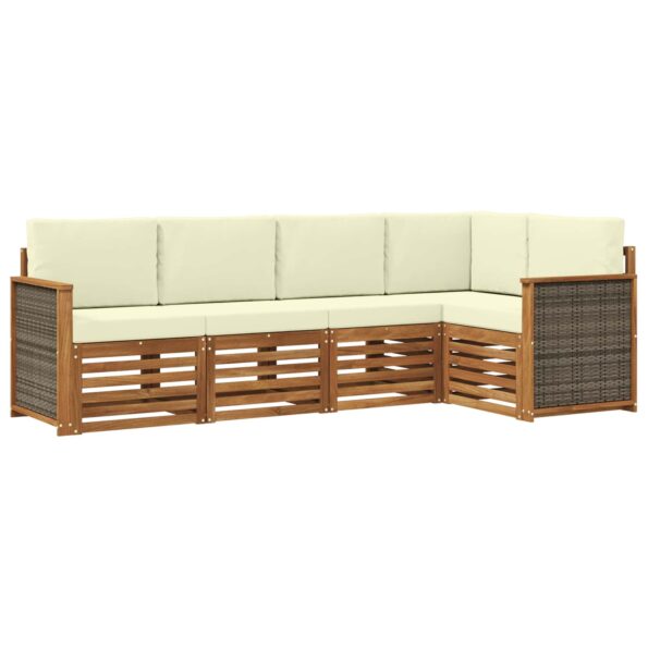 vidaXL Sada rohových gaučov s vankúšom 4 pcs Prírodná a krémová – Obrázok 2