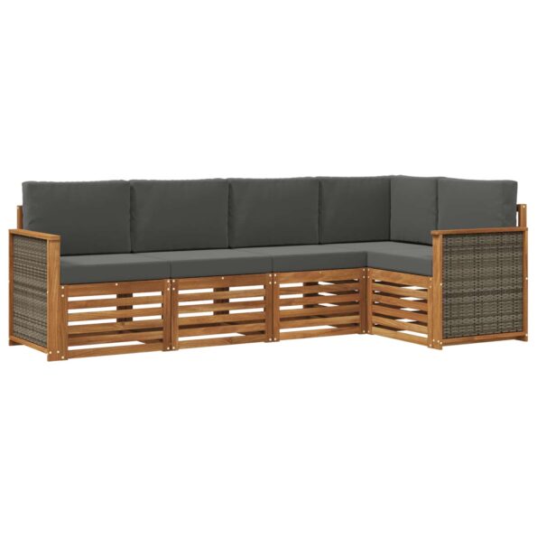 vidaXL Sada rohových gaučov s vankúšom 4 pcs Prírodná a antracitová – Obrázok 2