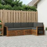 vidaXL Sada rohových gaučov s vankúšom 4 pcs Prírodná a antracitová