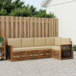 vidaXL Sada rohových gaučov s vankúšom 4 pcs Prírodná