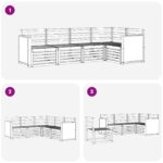 vidaXL Sada rohových gaučov 4 pcs Prírodná Pevné akáciové drevo – Obrázok 6
