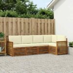 vidaXL Sada rohových gaučov s vankúšom 4 pcs Prírodná a krémová