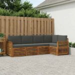 vidaXL Sada rohových gaučov s vankúšom 4 pcs Prírodná a antracitová
