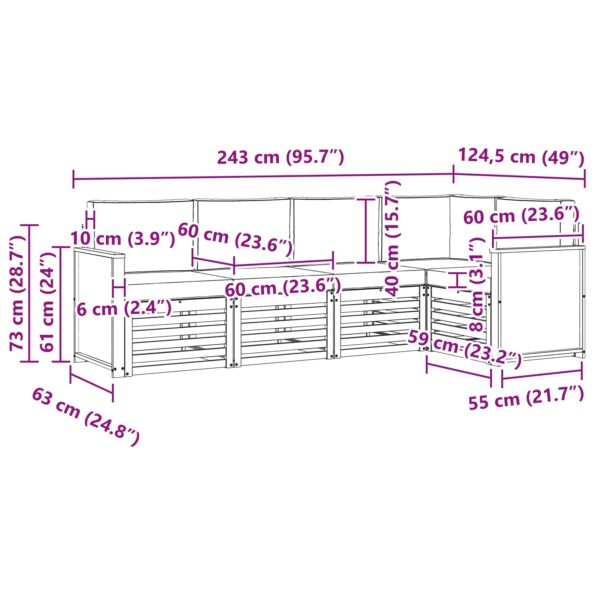 vidaXL Sada rohových gaučov s vankúšom 4 pcs Prírodná a antracitová – Obrázok 8