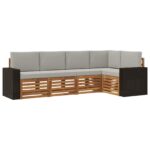 vidaXL Sada rohových gaučov s vankúšom 5 pcs Prírodná a svetlosivá – Obrázok 2