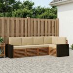 vidaXL Sada rohových gaučov s vankúšom 5 pcs Prírodná a béžová