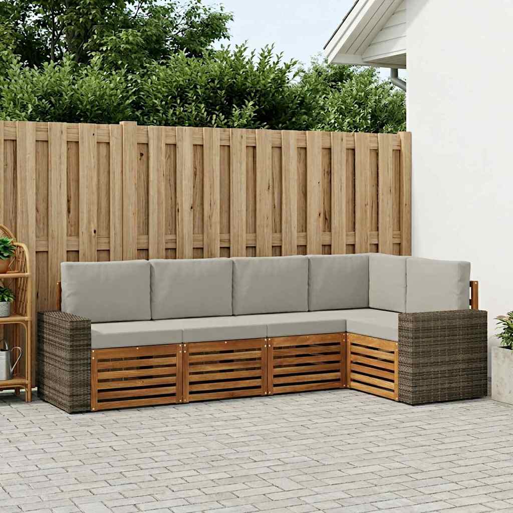 3384367_1.jpg vidaXL Sada rohových gaučov s vankúšom 5 pcs Prírodná a svetlosivá – Obrázok 1