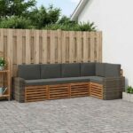 vidaXL Sada rohových gaučov s vankúšom 5 pcs Prírodná a antracitová