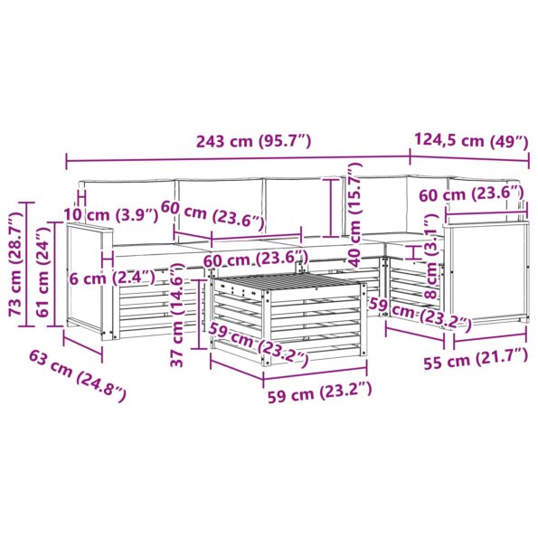 vidaXL Sada rohových gaučov s vankúšom 5 pcs Prírodná a krémová – Obrázok 8