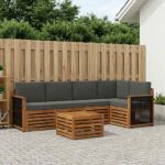 vidaXL Sada rohových gaučov s vankúšom 5 pcs Prírodná a antracitová