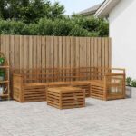 vidaXL Sada rohových gaučov 5 pcs Prírodná Pevné akáciové drevo