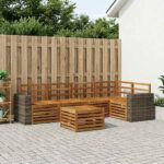 vidaXL Sada rohových gaučov 6 pcs Prírodná Pevné akáciové drevo