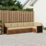 vidaXL Sada rohových gaučov s vankúšom 5 pcs Prírodná