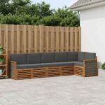 vidaXL Sada rohových gaučov s vankúšom 5 pcs Prírodná a antracitová