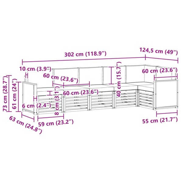 vidaXL Sada rohových gaučov s vankúšom 5 pcs Prírodná a antracitová – Obrázok 8