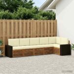 vidaXL Sada rohových gaučov s vankúšom 6 pcs Prírodná a krémová