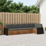 vidaXL Sada rohových gaučov s vankúšom 6 pcs Prírodná a antracitová