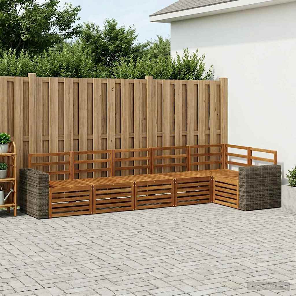 3384425_1.jpg vidaXL Sada rohových gaučov 6 pcs Prírodná Pevné akáciové drevo – Obrázok 1