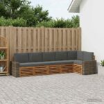 vidaXL Sada rohových gaučov s vankúšom 6 pcs Prírodná a antracitová