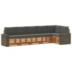 vidaXL Sada rohových gaučov s vankúšom 6 pcs Prírodná a antracitová – Obrázok 2