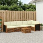 vidaXL Sada rohových gaučov s vankúšom 6 pcs Prírodná a krémová