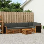 vidaXL Sada rohových gaučov s vankúšom 6 pcs Prírodná a antracitová