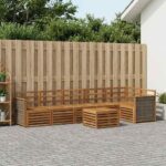 vidaXL Sada rohových gaučov 6 pcs Prírodná Pevné akáciové drevo