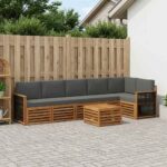 vidaXL Sada rohových gaučov s vankúšom 6 pcs Prírodná a antracitová