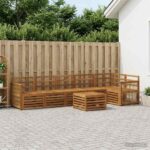 vidaXL Sada rohových gaučov 6 pcs Prírodná Pevné akáciové drevo