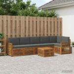 vidaXL Sada rohových gaučov s vankúšom 6 pcs Prírodná a antracitová