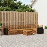 vidaXL Sada rohových gaučov 7 pcs Prírodná Pevné akáciové drevo
