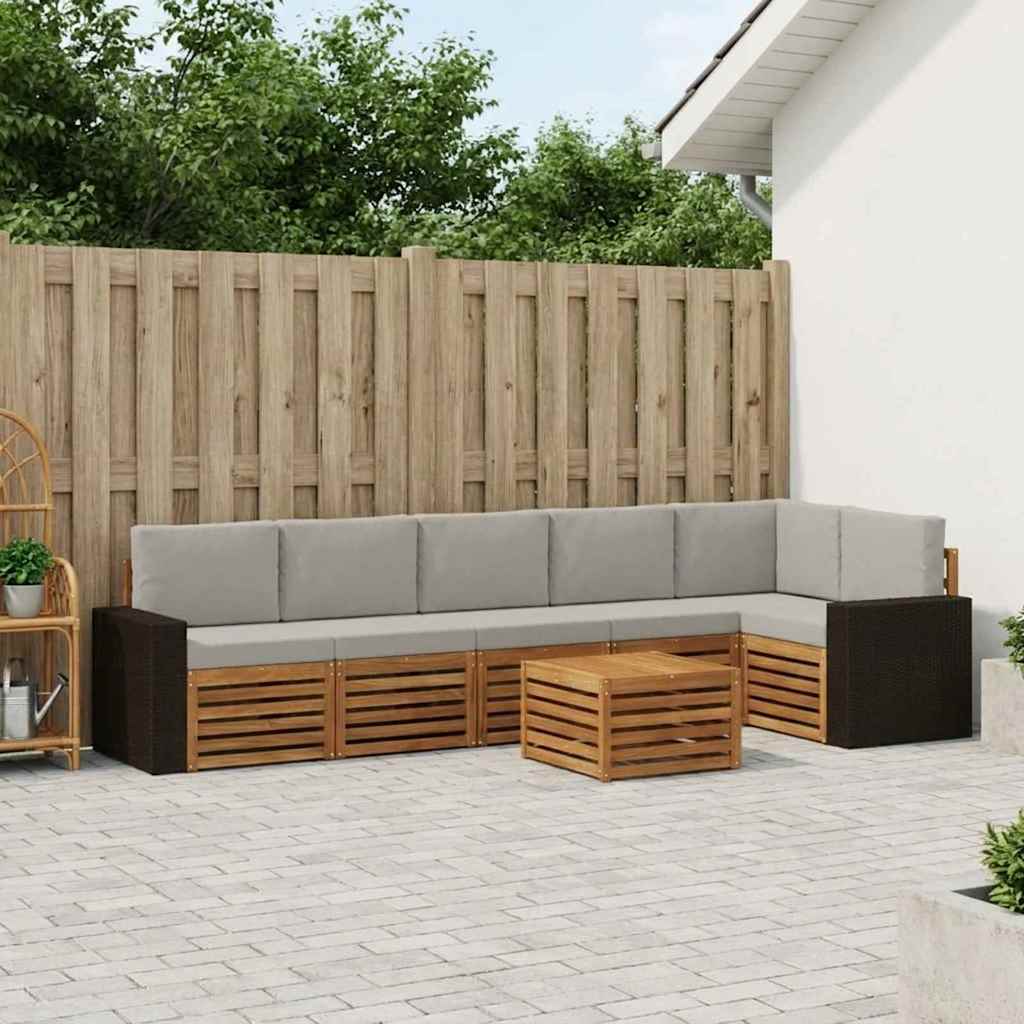 3384452_1.jpg vidaXL Sada rohových gaučov s vankúšom 7 pcs Prírodná a svetlosivá – Obrázok 1