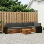 vidaXL Sada rohových gaučov s vankúšom 7 pcs Prírodná a antracitová