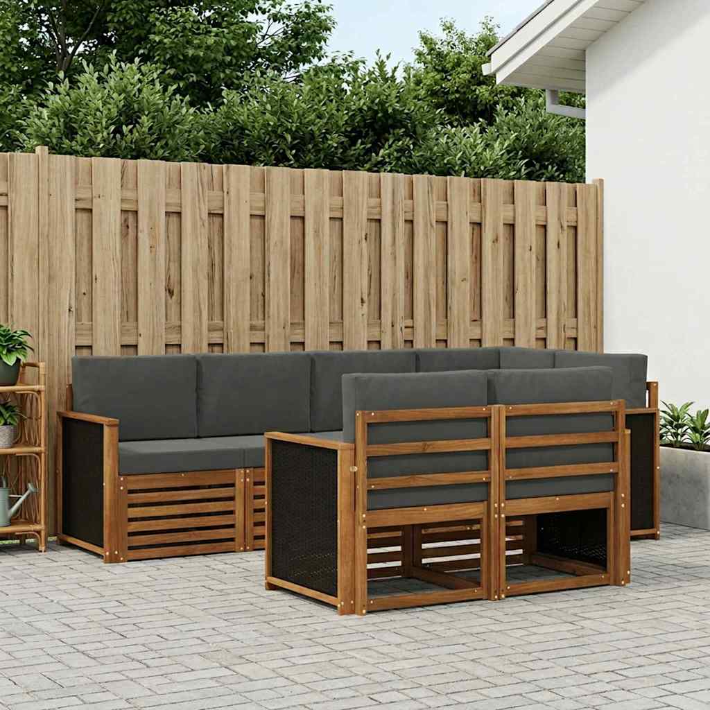 3384463_1.jpg vidaXL Sada rohových gaučov s vankúšom 6 pcs Prírodná a antracitová – Obrázok 1